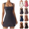 Women's Square Neck Bodice Dress Sleeveless Tank Top Stretch Dresses