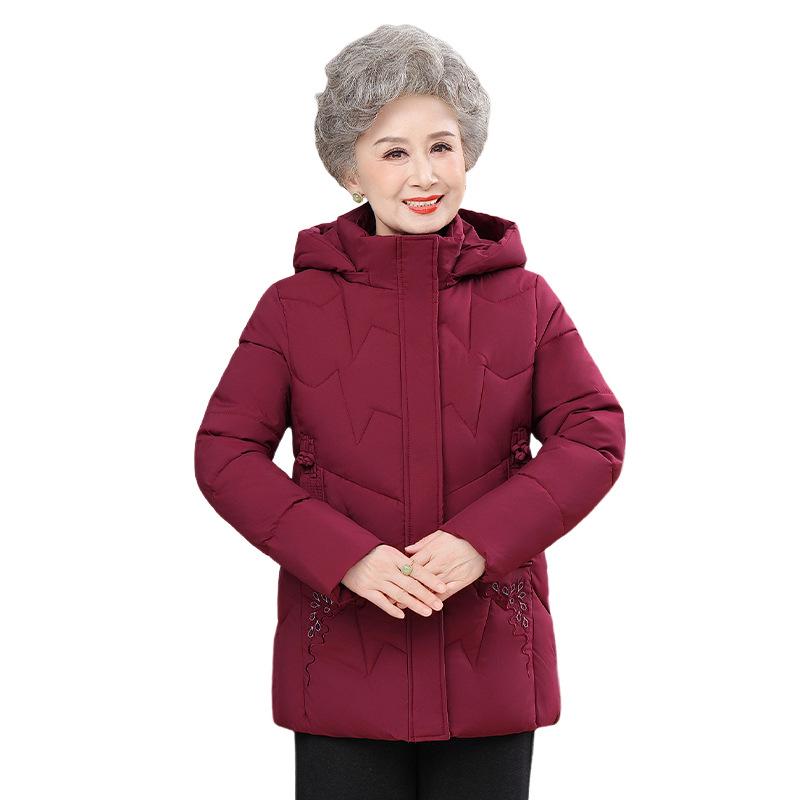 Новая стильная хлопковая зимняя куртка с капюшоном для 70-летней мамы: Толстый, теплый и стеганый для женщин среднего и пожилого возраста
