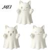 Customizable Holiday Decor 3D Printed Cute Ghost Cat Figurine, Wink Smile Surprise Spooky Halloween Decor, Unique Party Table Decorations Blank White