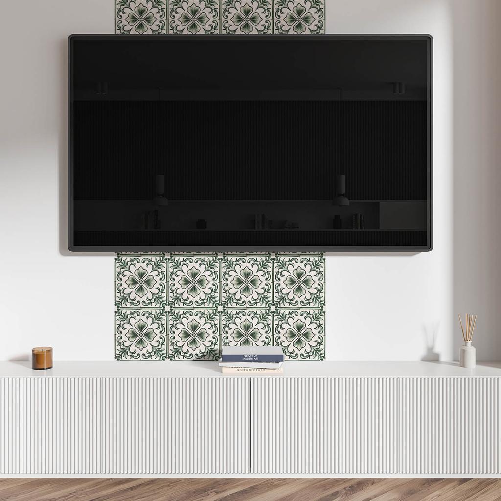 Dekoracyjne Kafelki Ścienne Samoprzylepne Winyl Wzór Z Liśćmi I Sercami 10X40X20 Cm