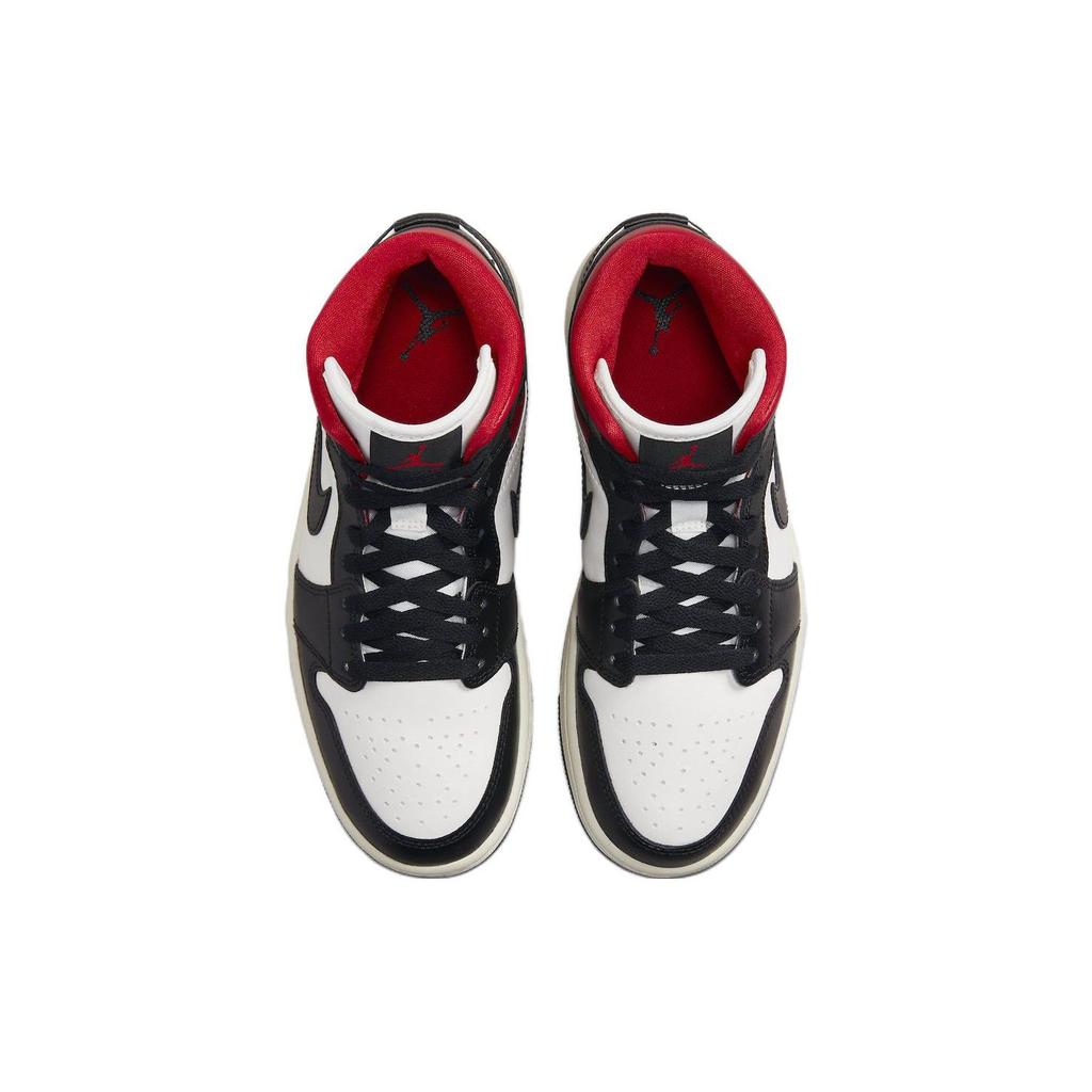 Air Jordan 1 Mid Black Sail Gym Красные женские кроссовки Белые BQ6472-061