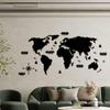2D Decorative Wooden World Map Wall Decoration for Home Office Living Room Black World Map Wall Decoration and Accessory