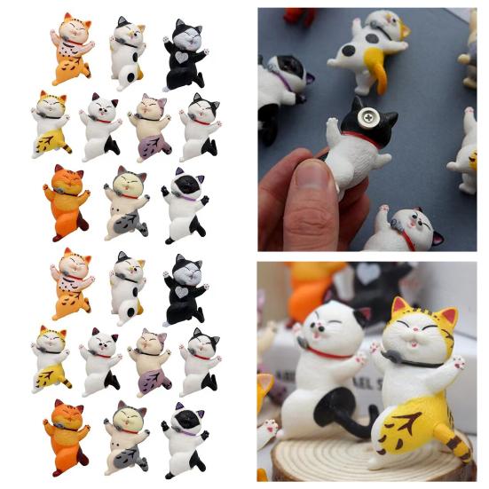 10Pcs Fridge Stickers Cartoon Cat Shape Magnetic Refrigerator Stickers Home Decoration Multi-Function Memo Holder