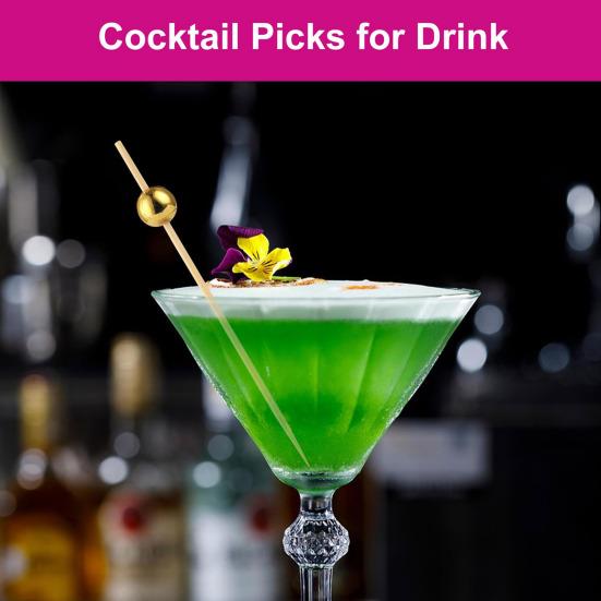 100/200Pcs Wooden Ball Toothpicks Long Cocktail Picks Appetizers Baking Garnish Skewers with Sturdy Polished Heads