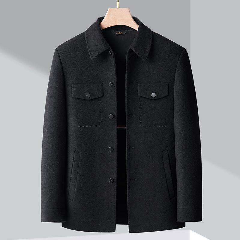 Высококачественное двухстороннее кашемировое пальто мужское осенне-зимнее новое модное шерстяное пальто с лацканами в деловом повседневном стиле