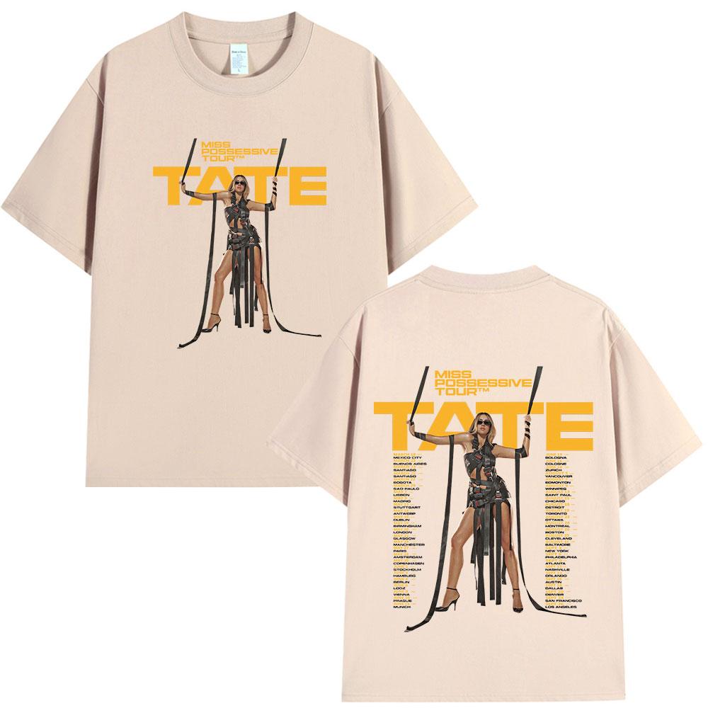 Tate McRae Miss Possessive Tour 2025 TShirts Unisex Unisex Harajuku ONeck Short Sleeve T Shirts Cotton Casual Tshirt Fans Gift
