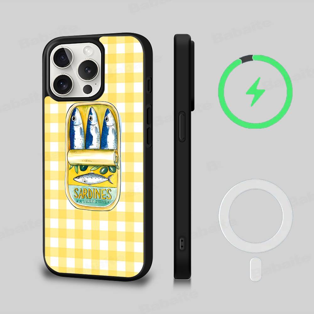 Чехол Sardines для Magesafe с магнитной беспроводной зарядкой для iPhone 17 16 11 12 13 14 15 Pro Max Plus