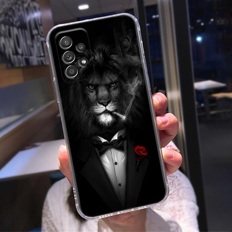 Силиконовый прозрачный чехол для Samsung Galaxy A52 A51 A53 A72 A71 A73 A32 A31 A33 A22 A11 Мягкие чехлы Чехол Орел Кот Лев Тигр Животное