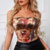 Popular Women's Fashion Contrasting Color Printing Sexy Chest Wrap Tube Top Slim Back Strap Vest Top