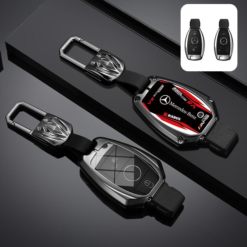 Metal Car Racing Style Design Key Case Cover Shell For Mercedes Benz A B G R Class GLA GLK W176 W204 W251 W463 Auto Accessories JQ1