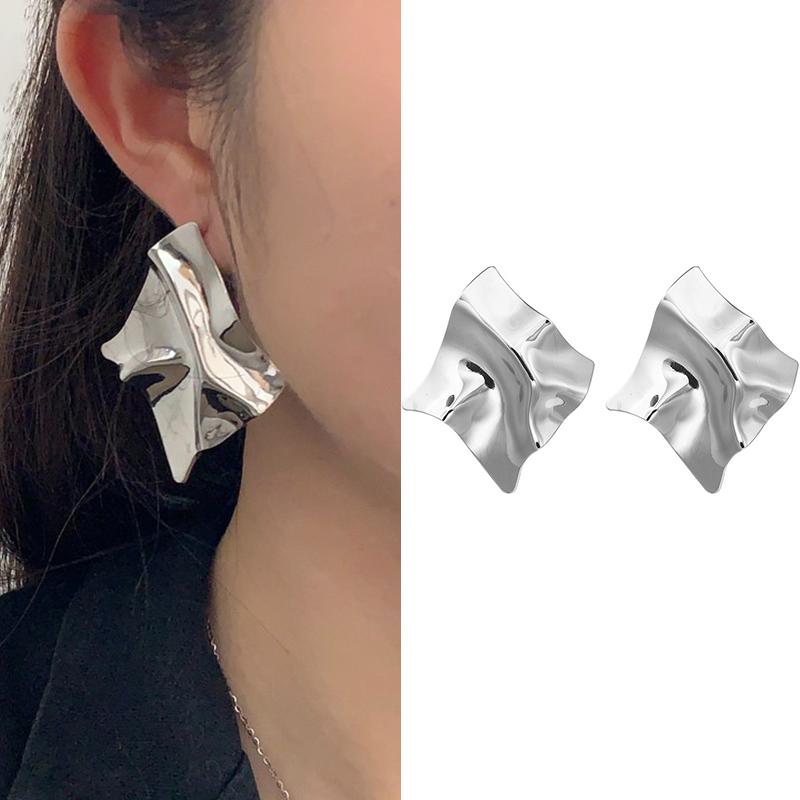 Metal Drop Earrings Irregular Pendants Earrings Twisted Geometric Personality Earrings For Women