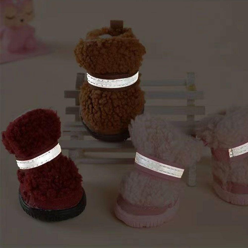 4Pcs Strong Grip Dog Shoes Anti-Scratch Warm Shoes Cozy Pet Shoes  Small Dog