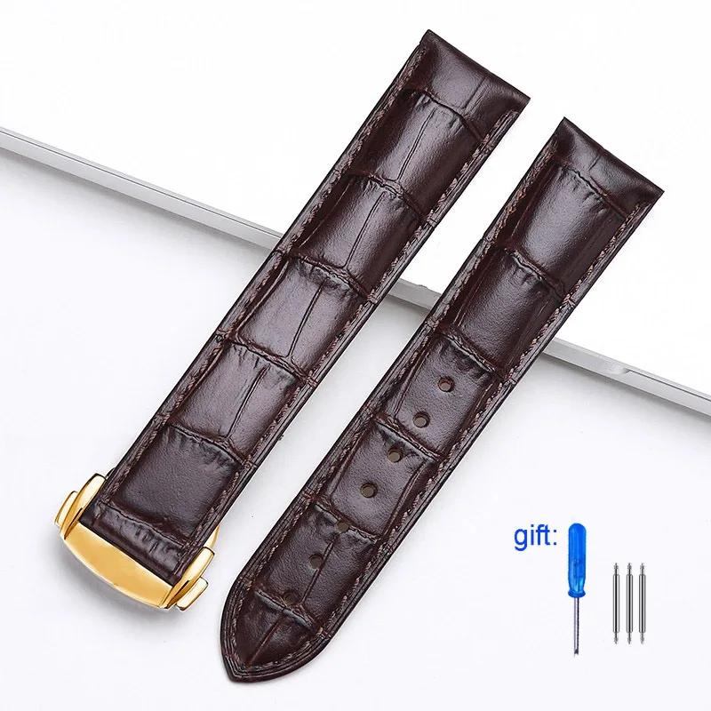 Genuine Leather Strap for Omega Seamaster Speedmaster Folding Buckle Bracelet Waterproof Calfskin Watch Band 19mm 20mm 21mm 22mm