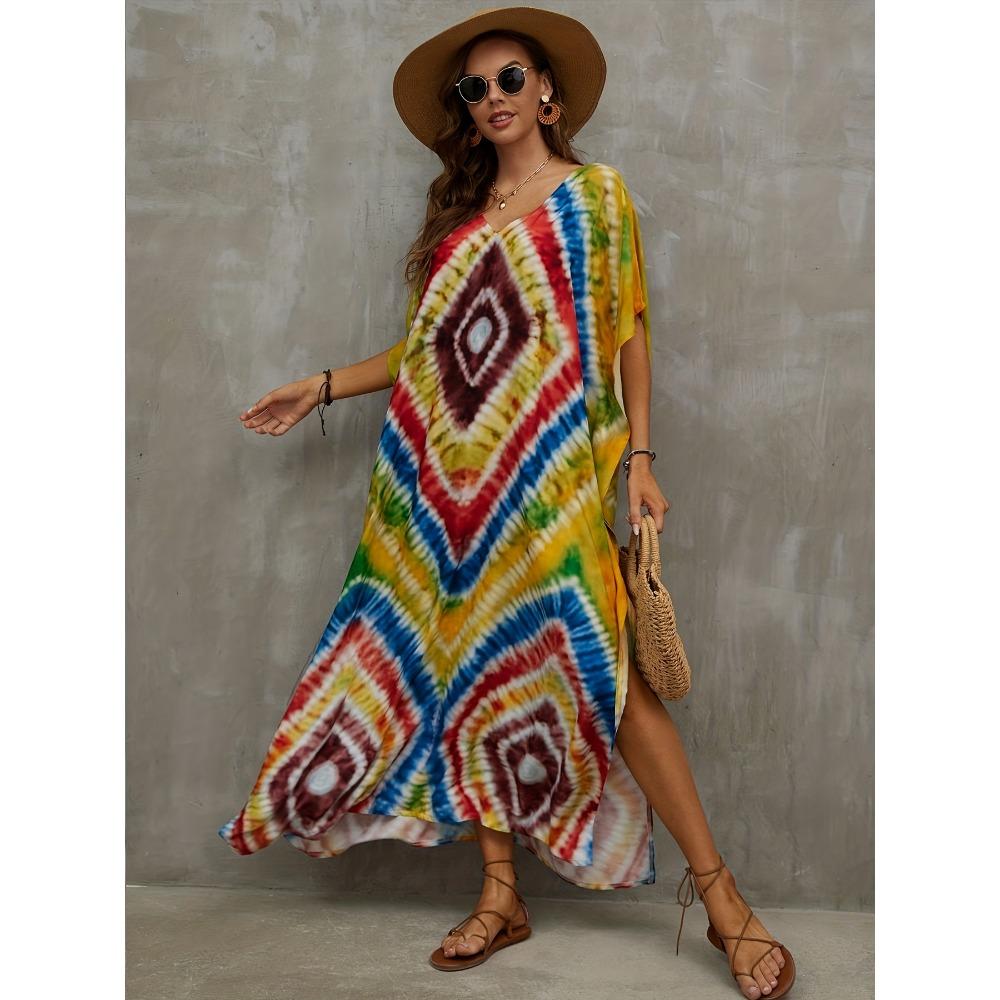 Богемное свободное красочное платье, повседневное платье для отпуска на каждый день летом и весной, женская одежда