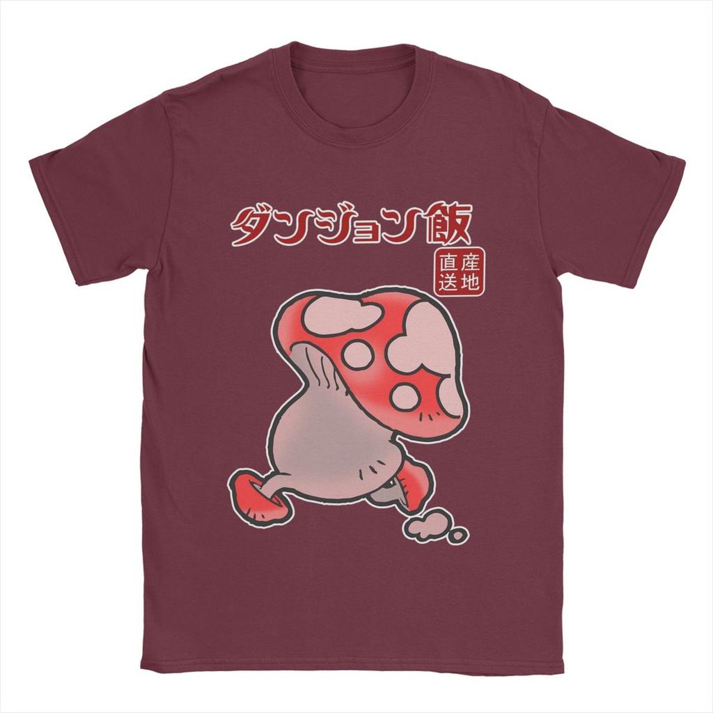 Юмористические Вкусные В Подземелье Футболки с Грибами Мужские Футболки из Чистого Хлопка с Круглым Вырезом Аниме Футболки с Коротким Рукавом Одежда Больших Размеров