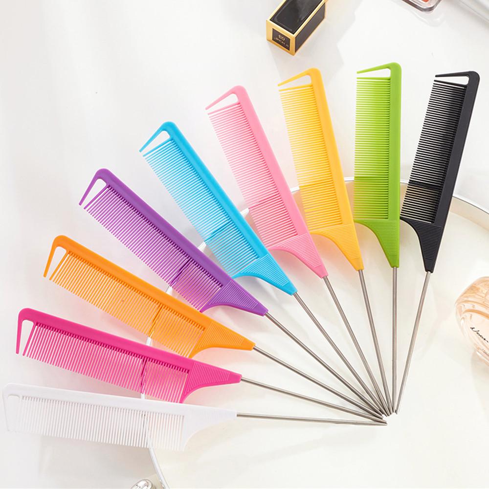 Расческа с металлической иглой и хвостиком для укладки и окрашивания волос