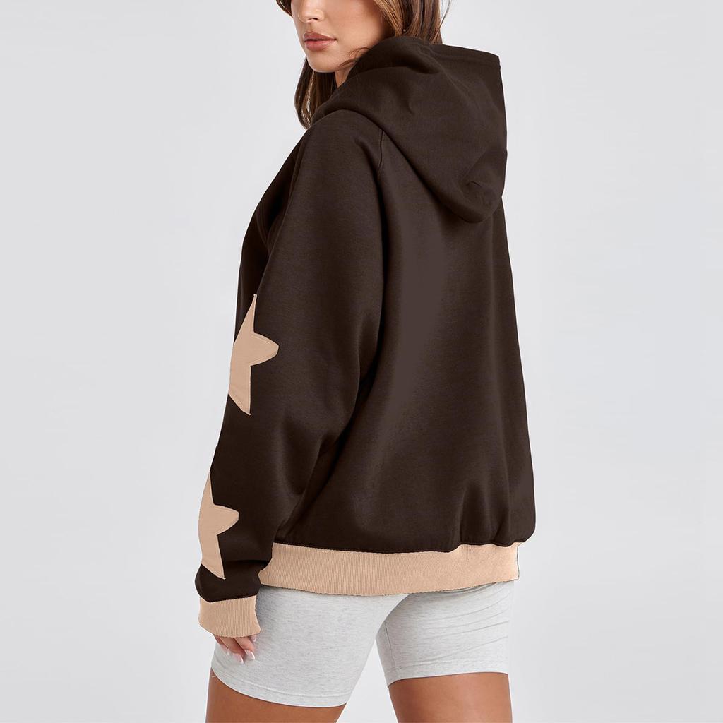 Женская модная толстовка с длинными рукавами и капюшоном в стиле звездного блока