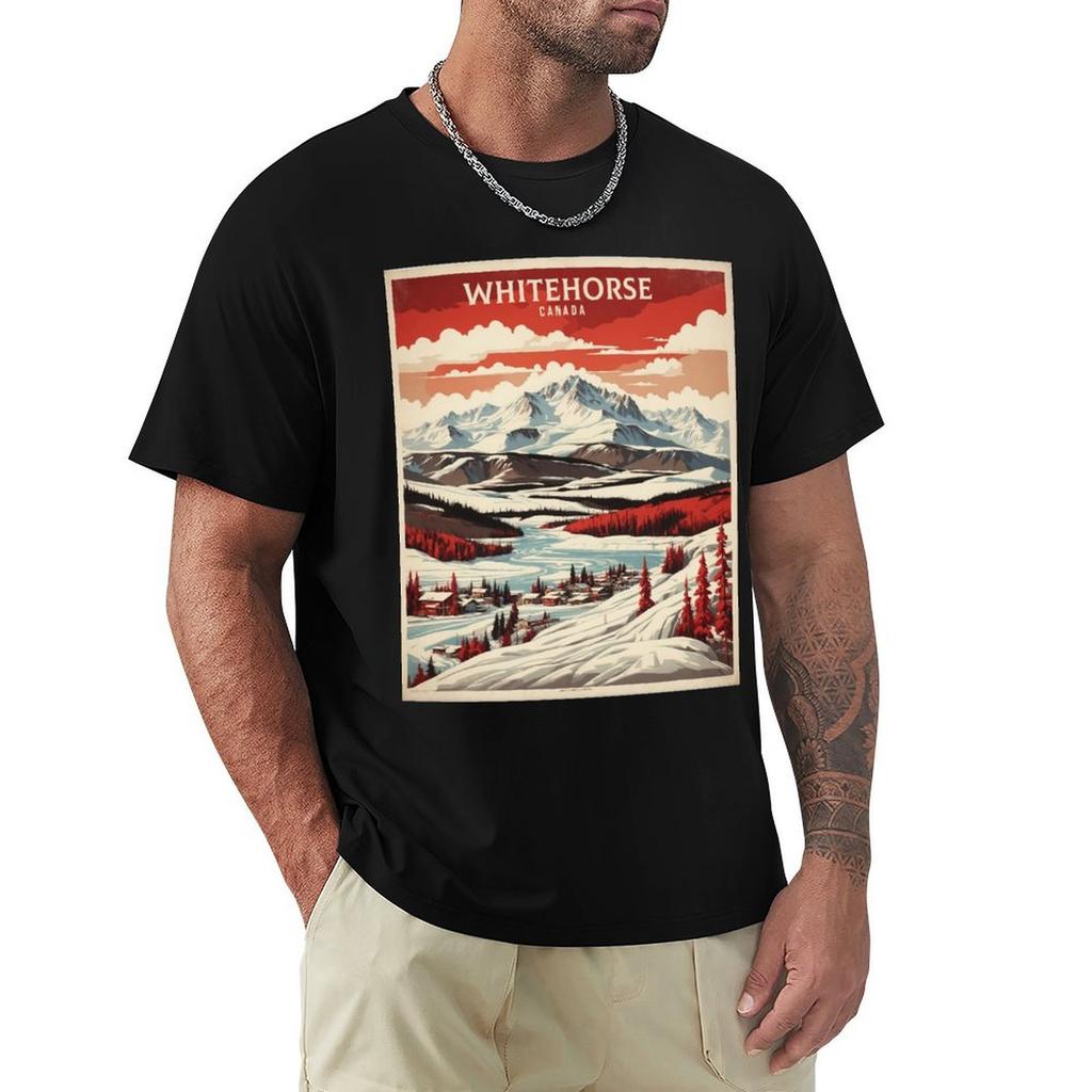 Whitehorse Canada Vintage Poster Tourism Tshirt Heavy Duty Casual Work Tee