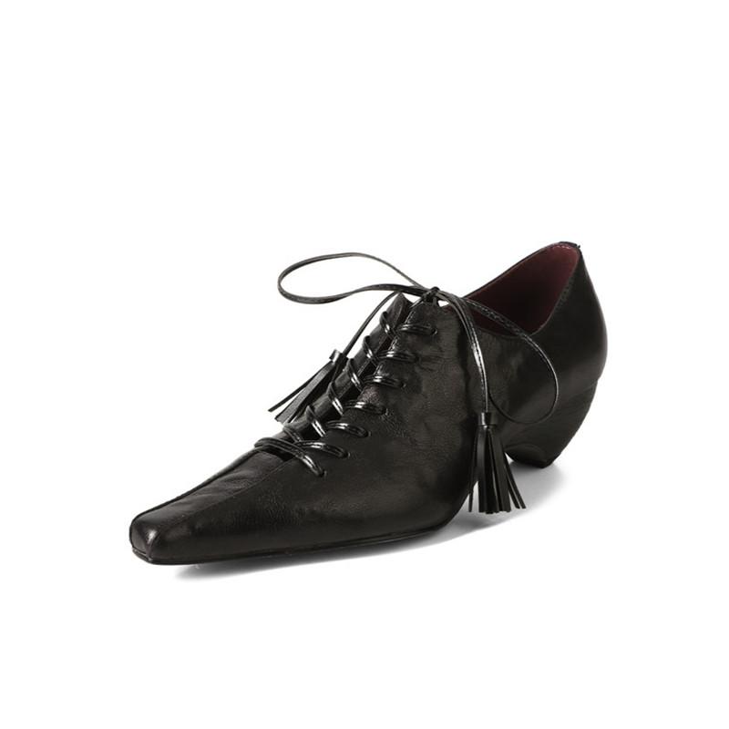 Модные новые весенне-летние женские туфли-лодочки из натуральной кожи для женщин, модные кисточки, кружево, квадратный носок, женская обувь, лоферы, женская обувь