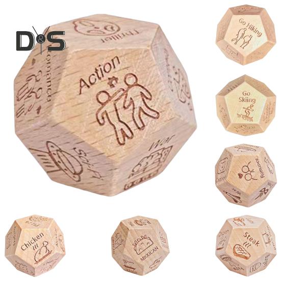 12 Sides Food Decision Dice Wooden Couple Date Night Ideas Dice Portable Dinner Takeaway Decider Dice Adults Girlfriend Boyfriend Date Night Props