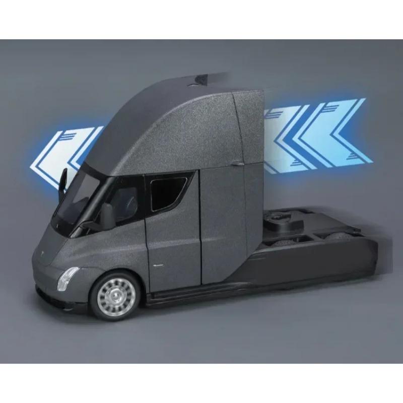 1/24 Scale Tesla Semi Truck Trailer Metal Alloy Diecast Truck Trailer Model Sound & Light Collection Car Model Toy Gift with Boys C325