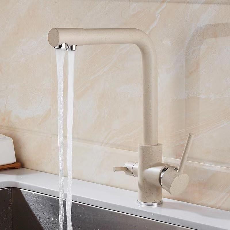 Rotatable Brass Kitchen Faucet: 3-in-1 Hot & Cold Water Purification with Splash-Proof Design