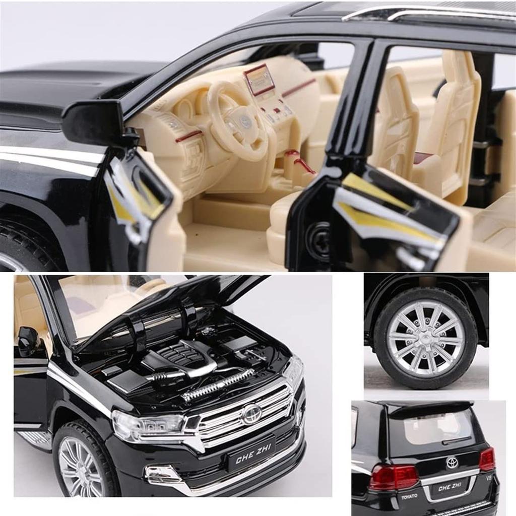Масштаб 1/24 Toyota Land Cruiser, литая под давлением модель автомобиля, игрушечный автомобиль с откатным механизмом, звуком и светом для детей, коллекция подарков для мальчиков и девочек