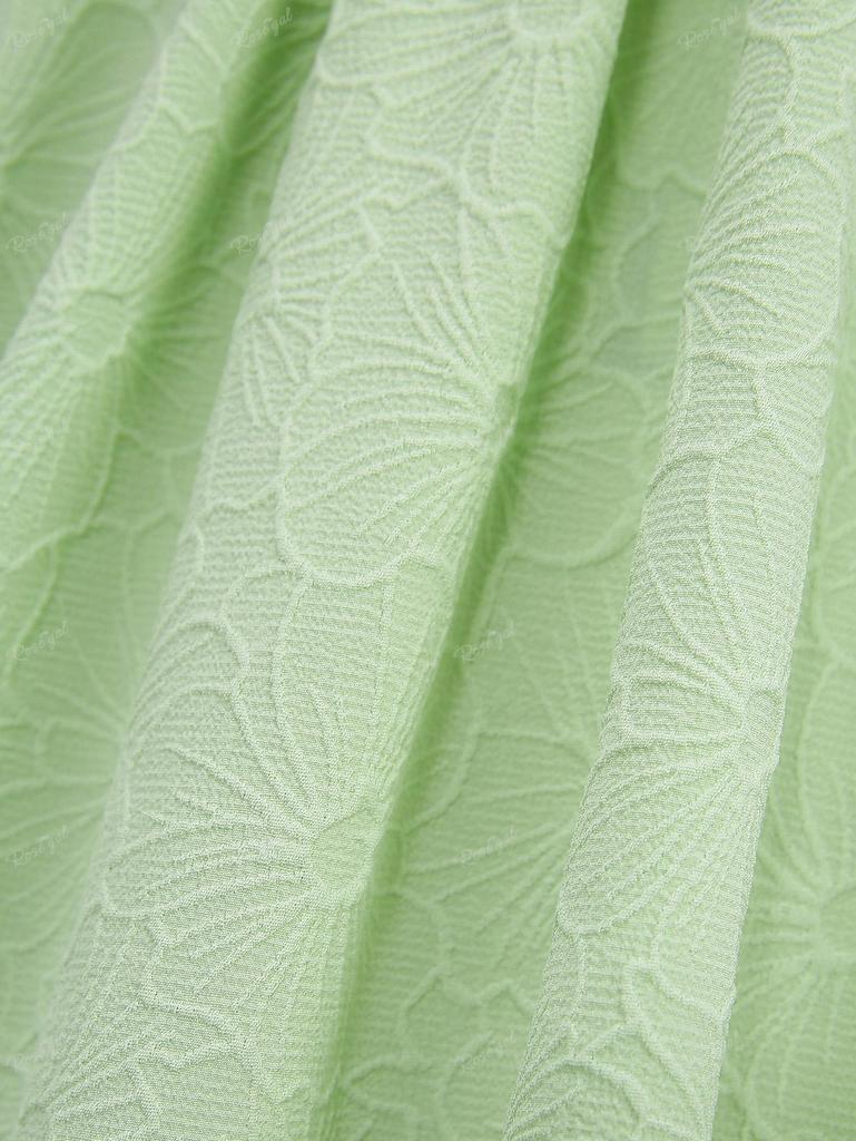 Rosegal Plus Size Flower Jacquard Ruched Ruffles Blouse