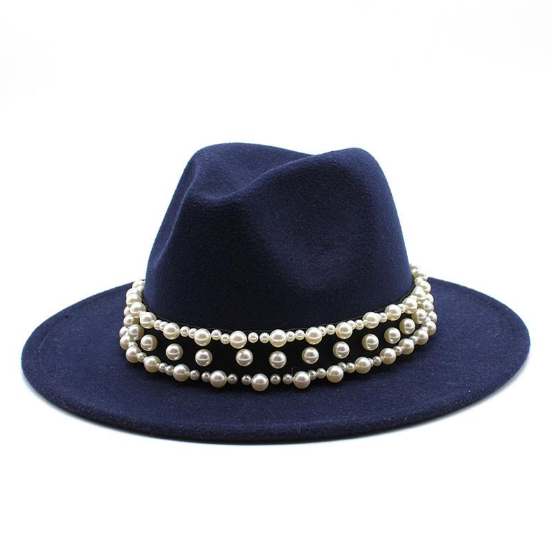 Jazz Hat, Pearl Top Hat, Женская модная мужская и женская шерстяная шляпа