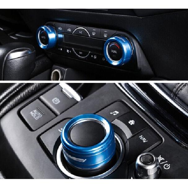 For Mazda CX-5 CX5 20-2024 Blue Aluminum Center Console AC knob Decoration Ring