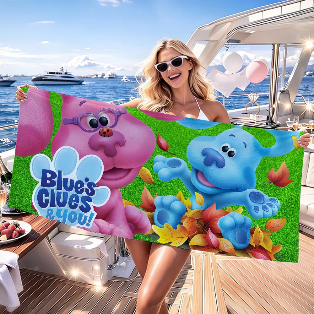 Мультяшное полотенце B-Blues C-Clues and You, быстросохнущее, впитывающее, пляжное, для спорта, фитнеса, плавания и активного отдыха