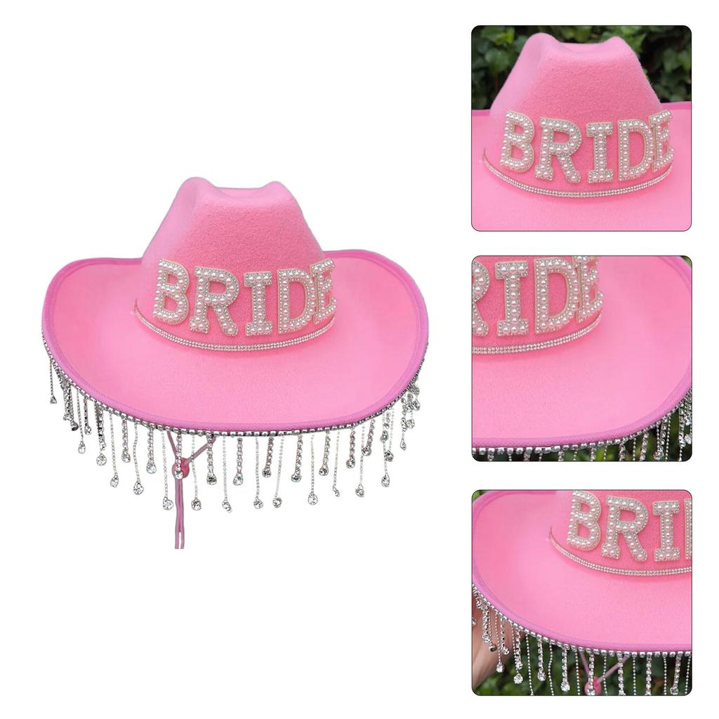 Bride Cowboy Hat Bachelorette Party Hat Bridal Party Hat Tassel Cowboy Hat Mrs Hat Bride Hat Tassel Cowgirl Hat