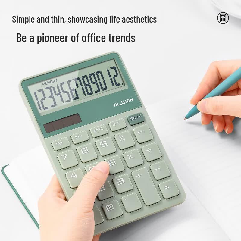 Deli NS042 Portable Solar Dual Power Office Calculator