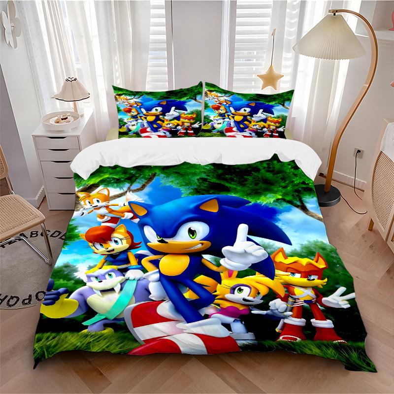 3pcs Sonic the Hedgehog Bedding Set. Soft and Comfortable with No Core Included (1x Duvet Cover + 2x Pillow Covers) yy251010214