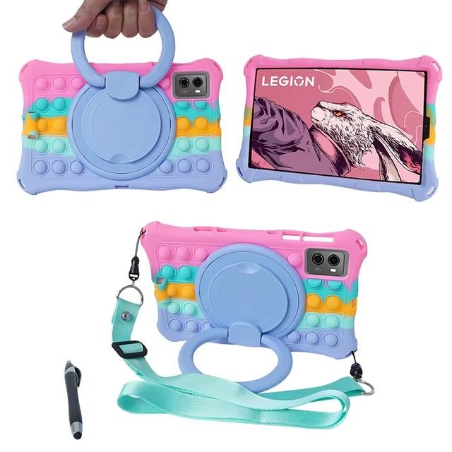 Soft Silicone Shell Kids Case For Lenovo Y700 2025 TB-321FU Legion Y700 Gen 2 TB-320FU 2023 Case 360 Rotating Stand Cover