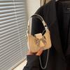 Handbag Bow Buckle PU Bag Pu Leather Women's Shoulder Bag Casual Silver Bucket Bag  Storage phone