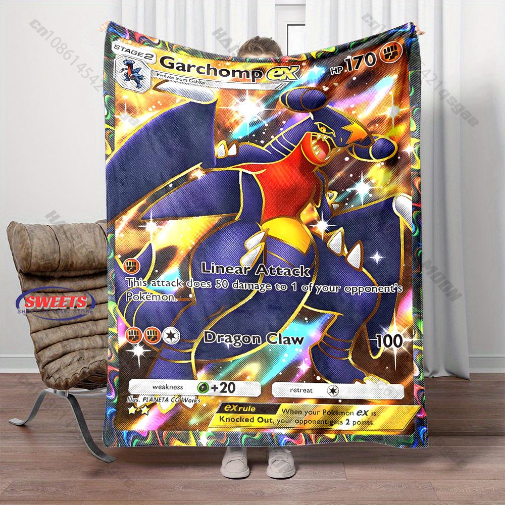 Free Shipping! Pokemon Garchomp Cards Print Blanket Warm Soft Comfortable Home Travel Sofa Bedding Cover Blanket Holiday Gift
