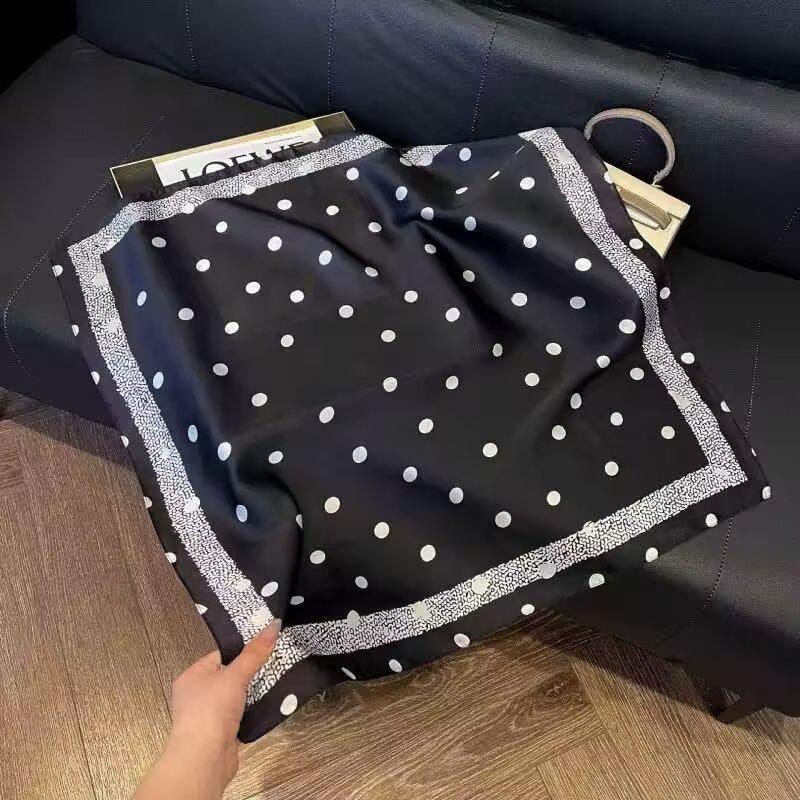New white 71CM premium silk scarf women's neck protector scarf spring and autumn retro scarf shawl tied bag straight hair