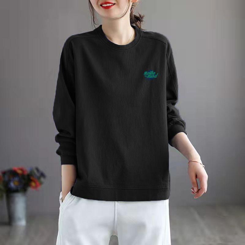 Женская толстовка-свитер весна-осень корейская версия универсальный топ длинный рукав свободная утягивающая футболка