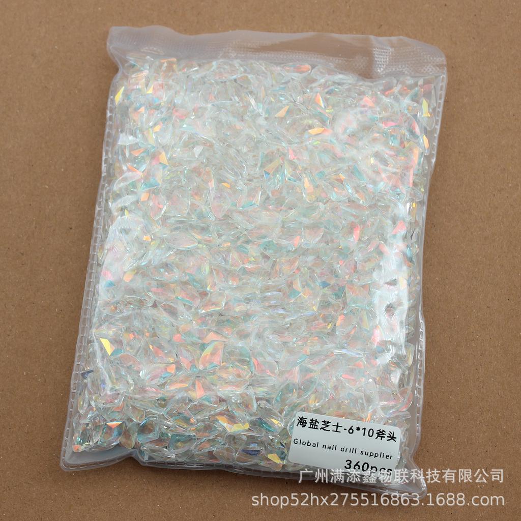 Целая упаковка из 360 кристаллов с острым дном в виде морской соли и сыра, бриллиантов, толстых квадратных, с кривым сердцем, украшений для дизайна ногтей