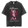 Стирка Винтажные Футболки с Графикой Кота Рок-Группы Deftones Мужские Альтернативный Хэви-Метал Короткий Рукав Мужской Ретро Уличная Одежда