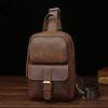 Genuine Leather Chest Bag, Retro Crossbody Bag, Cowhide Men's Front Crossbody Bag