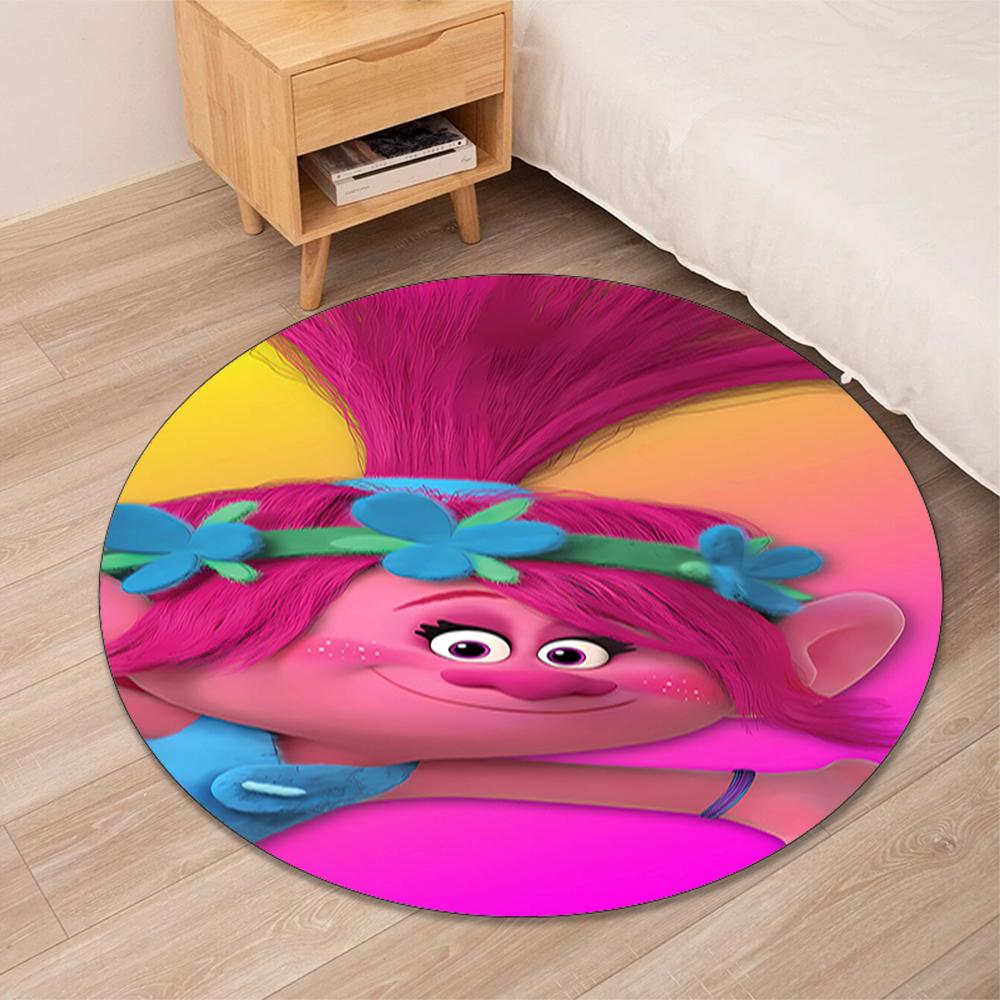 Trolls Printed Round Rug Carpet Chair Rug Area Rug Entryway Doormats,for Office Chair Living Room Bedroom Kitchen Room.