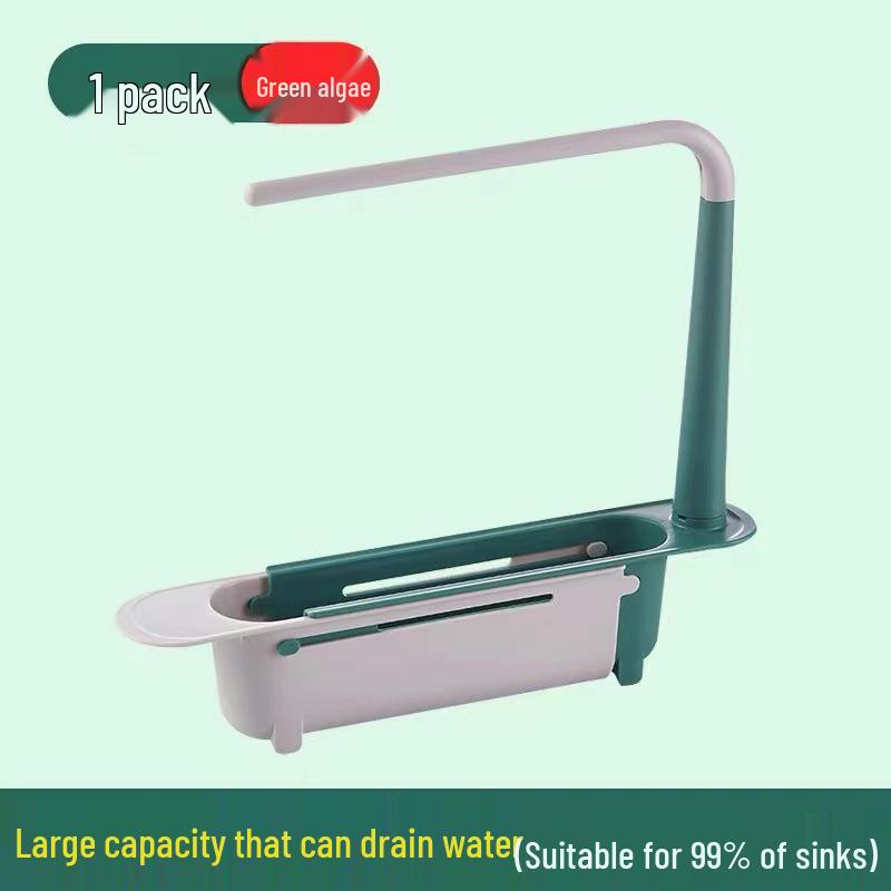 Retractable Kitchen Sink Utensil Drainer and Space-Saving Organizer Basket