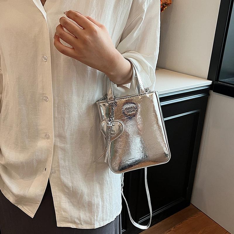 Модная сумка через плечо из искусственной кожи, мини-сумка через плечо из серебра, высококачественная маленькая квадратная сумка для женщин и леди
