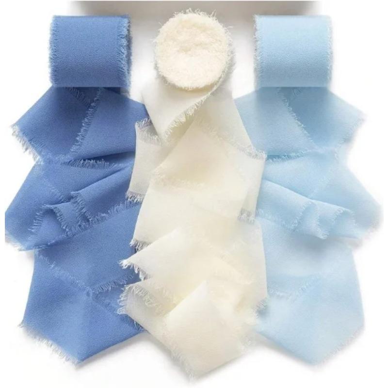 3 рулона 5-метровых разноцветных шифоновых лент для свадебных приглашений, свадебных букетов, подарочных коробок, украшений бантов