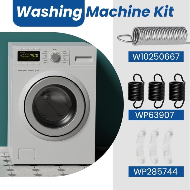 Washing Machine Suspension Spring Kit WP63907 Springs W10250667 Counterweight 285744 Tub Pad Complete Repair Set