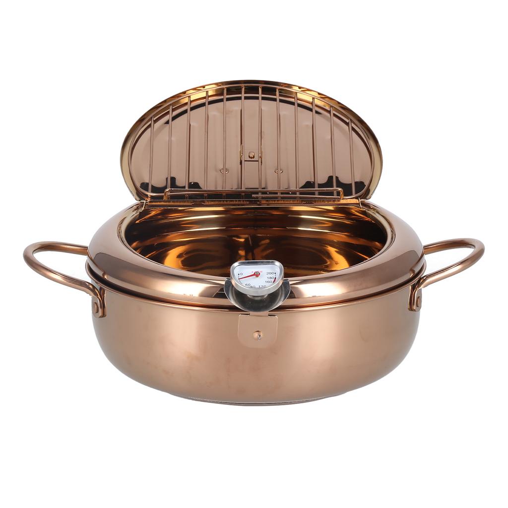 Фритюрница из нержавеющей стали с термометром 3,2 л, антипригарная глубокая кастрюля, кухонная утварь, аксессуар или