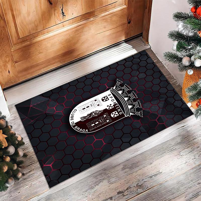 Braga FC Soccer Football Pattern Soft Area Rug Non Slip Indoor Floor Carpet Sports Decor Mat for Bedroom