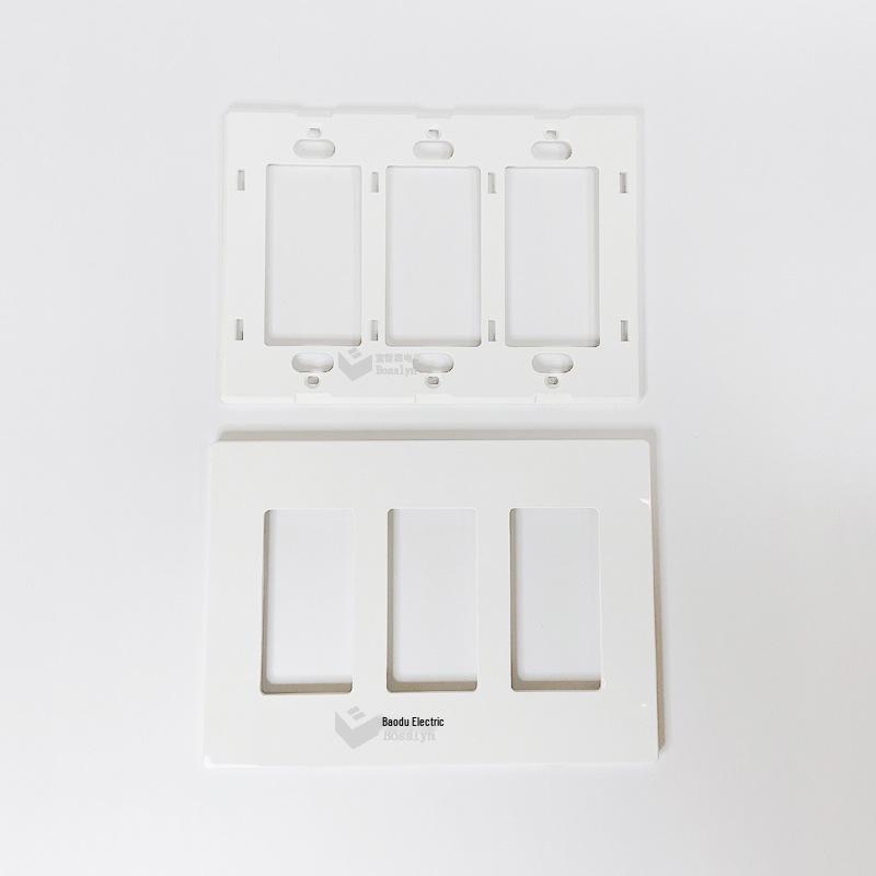 White Three-Gang Screwless Wall Socket Faceplate (US Standard)